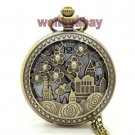 Retro Hollow Flower Quartz PocketWatch Necklace Pendant Lady Men Unisex  P259