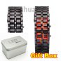 Red/Blue LED Lava Wrist Watch Iron Bracelet Samurai Metal Sports Men Gift 86 Box