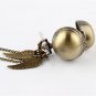 Bronze Ball Wing Round Necklace Pendant Quartz Pocket Watch Lady Men Gifts P279