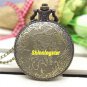 Bronze Steam Train Pocket Watch Necklace Pendant Chain Xmas Lady MenGifts P107