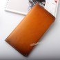 Luxury Khaki Long Vertical Soft Genuine Leather Wallet Zip Purse Unisex PB123