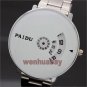 Silver White Special Quartz Wrist Watch Turntable Dial Men Clock Hour Q0844-1 AB