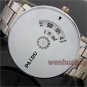 Silver White Special Quartz Wrist Watch Turntable Dial Men Clock Hour Q0844-1 AB