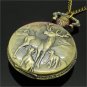 Bronze Reindeer Quartz Big Pocket Watch Necklace Pendant Chain Women 56 Gift P47