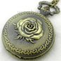 Bronze Rose Quartz Pocket Watch Necklace Pendant Mens Girl friend 86 Gift P120