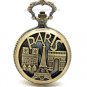 Retro Bronze Paris Quartz Pocket Watch Necklace Pendant Men 86 Women Gifts P219