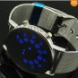 Cool Blue LED Watch Silver Metal Iron Mesh Dial Digital Sports Boys mens 86L8811