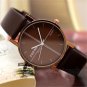 Simple Round Dial Leather Women Men Quartz Wrist Watch Brown Gift US 86 Q3453