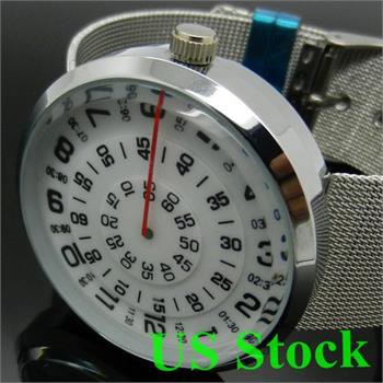 Silver Quartz Metal Mesh Wrist Watch Men Boy Turntable Digital Hour USA Q0824