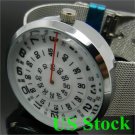 Silver Quartz Metal Mesh Wrist Watch Men Boy Turntable Digital Hour USA Q0824