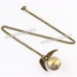 Bronze Ball Wing Round Necklace Pendant Quartz Pocket Watch Women Men Gifts P279