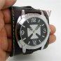 Cool Punk Rock Gothic Skull Skeleton Cross Quartz Wrist Watch Chain Men Gift 86