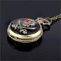 Bronze Skull Quartz Pocket Watch Necklace Pendant Lady Men Women Gifts C P261