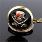 Bronze Skull Quartz Pocket Watch Necklace Pendant Lady Men Women Gifts C P261