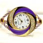 Cute Bangle Bracelet Moon Stainless Steel Crystal Wrist Watch Hour Women 86