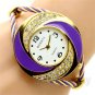 Cute Bangle Bracelet Moon Stainless Steel Crystal Wrist Watch Hour Women 86