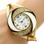 Cute Bangle Bracelet Moon Stainless Steel Crystal Wrist Watch Hour Women 86