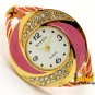 Cute Bangle Bracelet Moon Stainless Steel Crystal Wrist Watch Hour Women 86