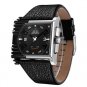 WEIDE Leather Waterproof LED Digital Square Automatic Wrist Watch Men WH230101
