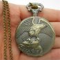 Retro Bronze Owl Quartz Big Pocket Watch Necklace Pendant Chain Girl 86 Gift P48
