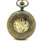 Bronze Roman Number Mechanical Pocket Watch Necklace Pendant Chain Gift 86 P183