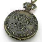 Retro Bronze Pirate Skull Quartz Retro Pocket Necklace Watch Women Men 86 Gift