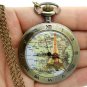France Map Quartz Pocket Watch Necklace Pendant Girl Lady Women Mens 86 Gift P56