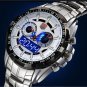 Waterproof Silver Quartz LED Combine Stainless Steel Men Gift Box Sport Watch 86