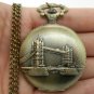 Retro London Bridge Quartz Pocket Watch Necklace Pendant 86 Women Men Gift P84