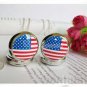 Silver American Flag Quartz Pocket Watch Necklace Pendant Women 86 Gift P161