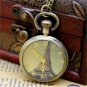 Vintage Bronze Eiffel  Chain Quartz Pocket Watch Necklace Pendant Gift 86 P124