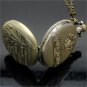 Antique Bronze Flame Pendant Quartz Pocket Watch Chain Necklace Men 86 Gift P143