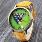 Snooker billiard ball Sport Icon Dial Yellow Band Men Boy Wisrt Watch Gift Q3221