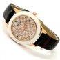 New Lattice Round Dial Black PU Leather Band Quartz Wrist Watch Lady Women Q4081