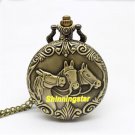 Bronze Horse Quartz Pocket Watch Necklace Pendant Chain Girl Lady 86 Gift P46