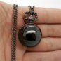 Black Smooth Ball Round Necklace Pendant Quartz Pocket Watch Womens 86 Gift P68