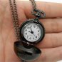Black Smooth Ball Round Necklace Pendant Quartz Pocket Watch Womens 86 Gift P68