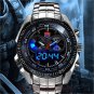 Waterproof Black Quartz LED Combine Stainless Steel Gift Sport WristWatch L8925