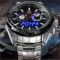 Waterproof Black Quartz LED Combine Stainless Steel Gift Sport WristWatch L8925