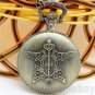 Antique Bronze Magic Wand Quartz Pocket Watch Necklace Pendant Chain86 Gift P138