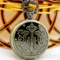 Antique Bronze Magic Wand Quartz Pocket Watch Necklace Pendant Chain86 Gift P138