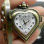 Heart Shape Pocket Watch Necklace Pendant Chain Girls Women Lady 86 Xmas Gift