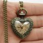 Heart Shape Pocket Watch Necklace Pendant Chain Girls Women Lady 86 Xmas Gift
