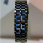Black Digital Blue LED Lava Wrist Watch Iron Metal Samurai Bracelet Men 86 L02