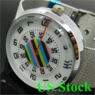 Silver Quartz Metal Mesh Wrist Watch Mens Boy Turntable Dial Digital USA Q0826