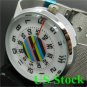 Silver Quartz Metal Mesh Wrist Watch Mens Boy Turntable Dial Digital USA Q0826