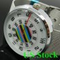 Silver Quartz Metal Mesh Wrist Watch Mens Boy Turntable Dial Digital USA Q0826