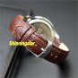 New Round Dial Genuine Brown Leather Band Quartz WristWatch MenUnisex Gift Q2261