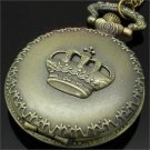 Vintage Bronze Royal Imperial Crown Pocket Watch Pendant Necklace Mens 86 P29