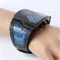OULM Military Army Two Time Zones Movement Blue Wrist Watch Sport Men Q0784